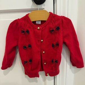 Janie and Jack Red Sweater with Navy Bow Details